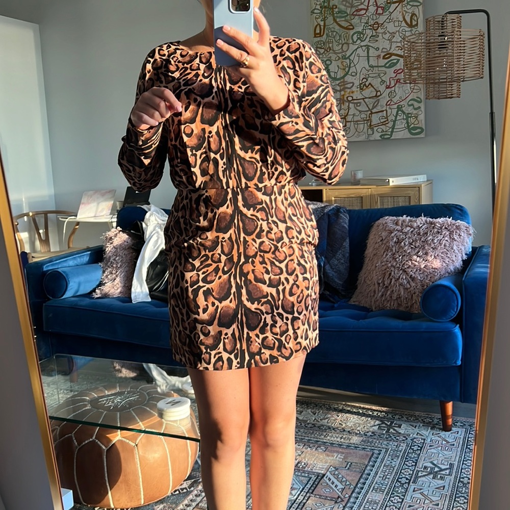 Babaton cheetah mini dress with key hole back